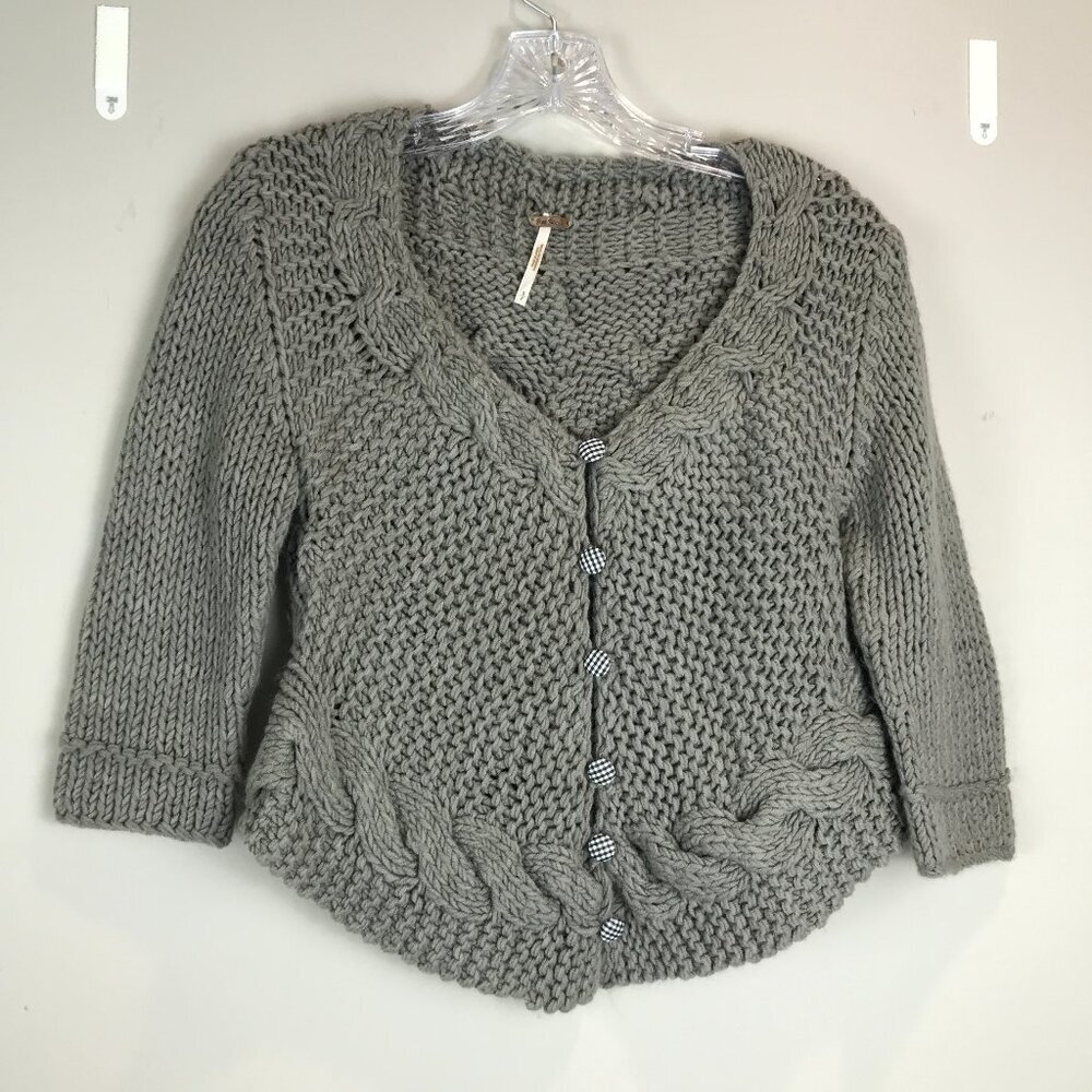 Women's Gray Acrylic Free People Cardigan Size S